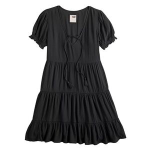 NEW SO Black Tiered Lace Trim Dress. Size L